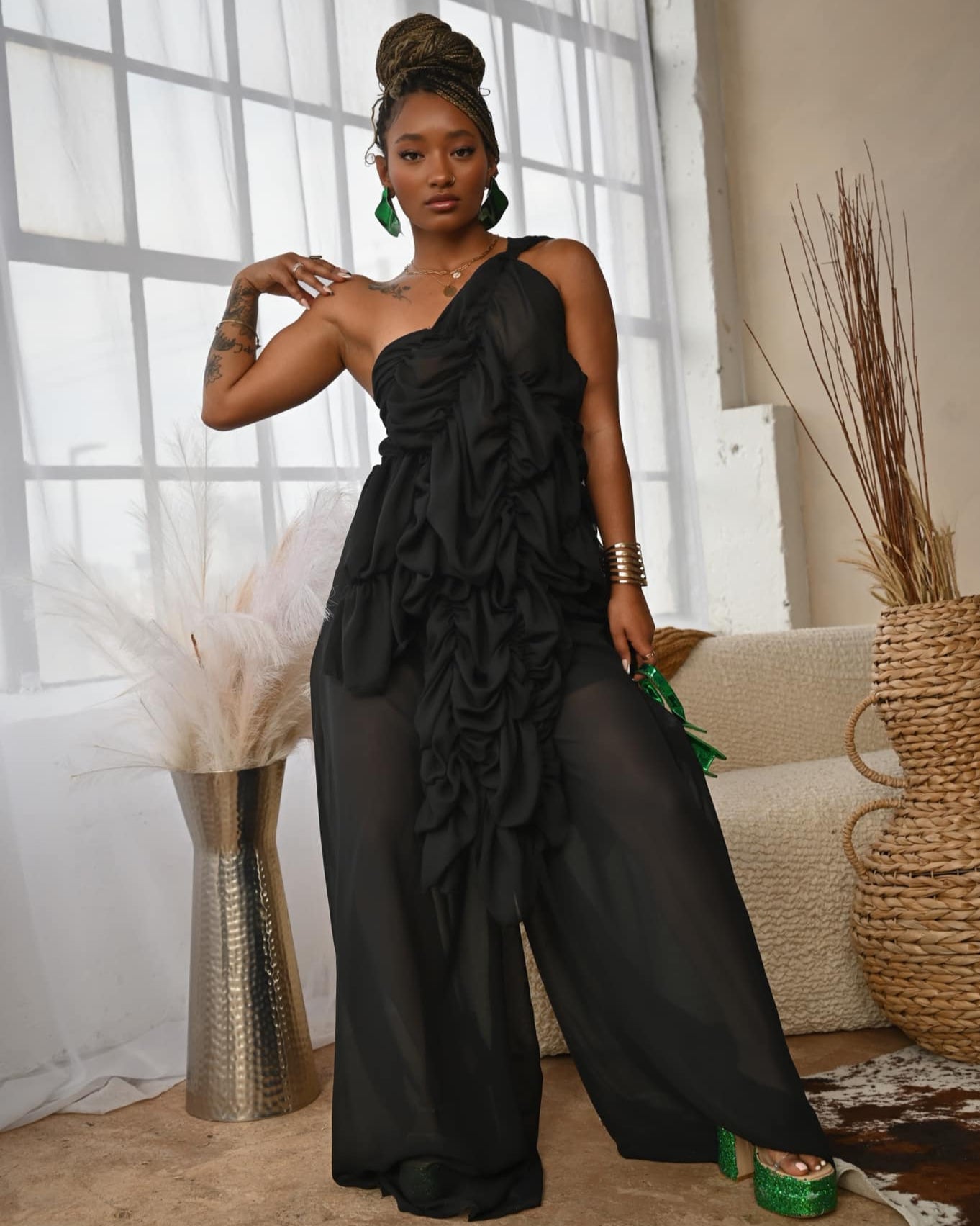 Elegant Sheer High Low Couture Top