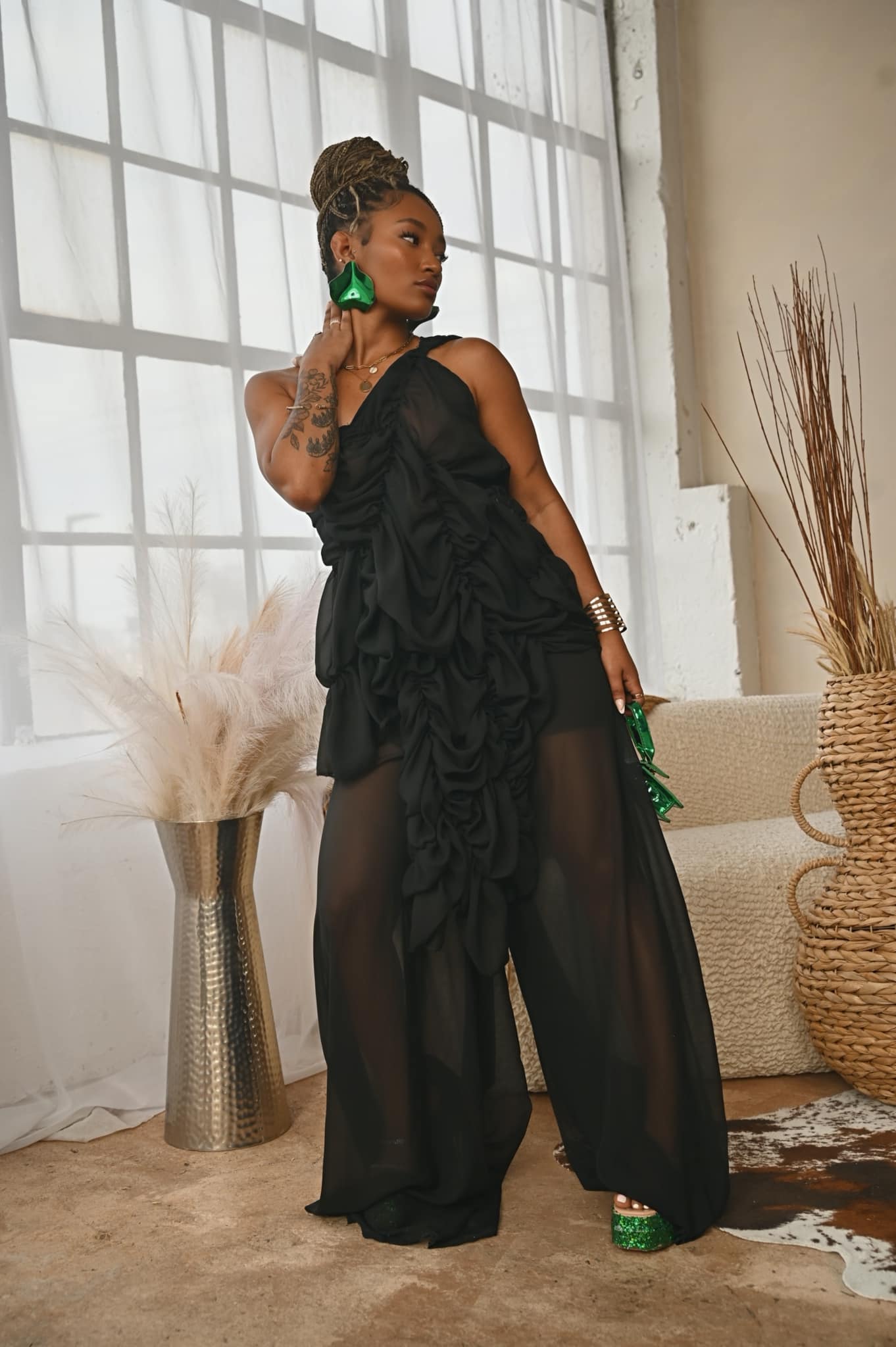 Elegant Sheer High Low Couture Top