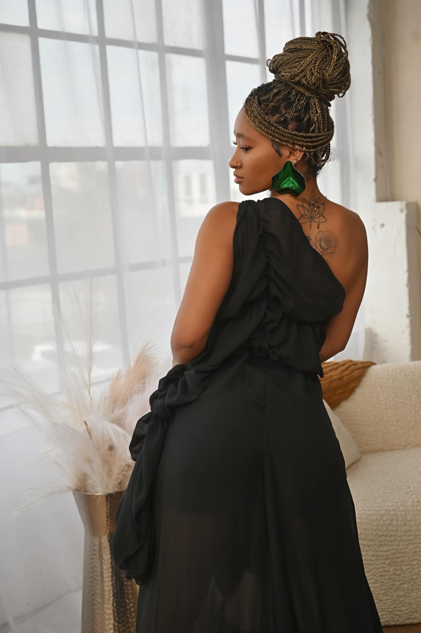 Elegant Sheer High Low Couture Top