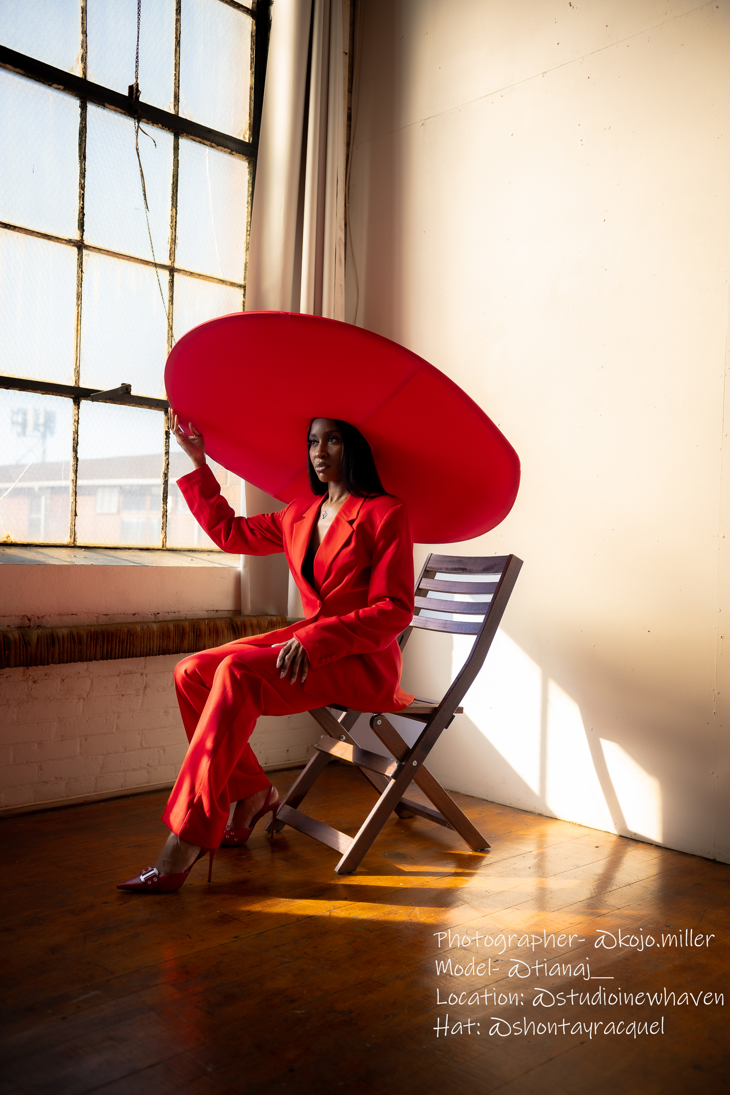 Large Red Couture Hat 42" Across