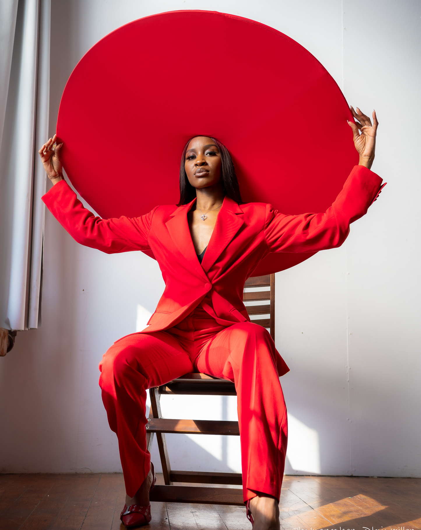 Showstopping Red Couture Hat 42" Across