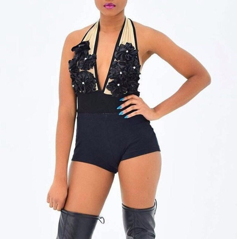 Stunning 3D Flower One-Piece Halter Neck Swimsuit, Ladies Swimwear