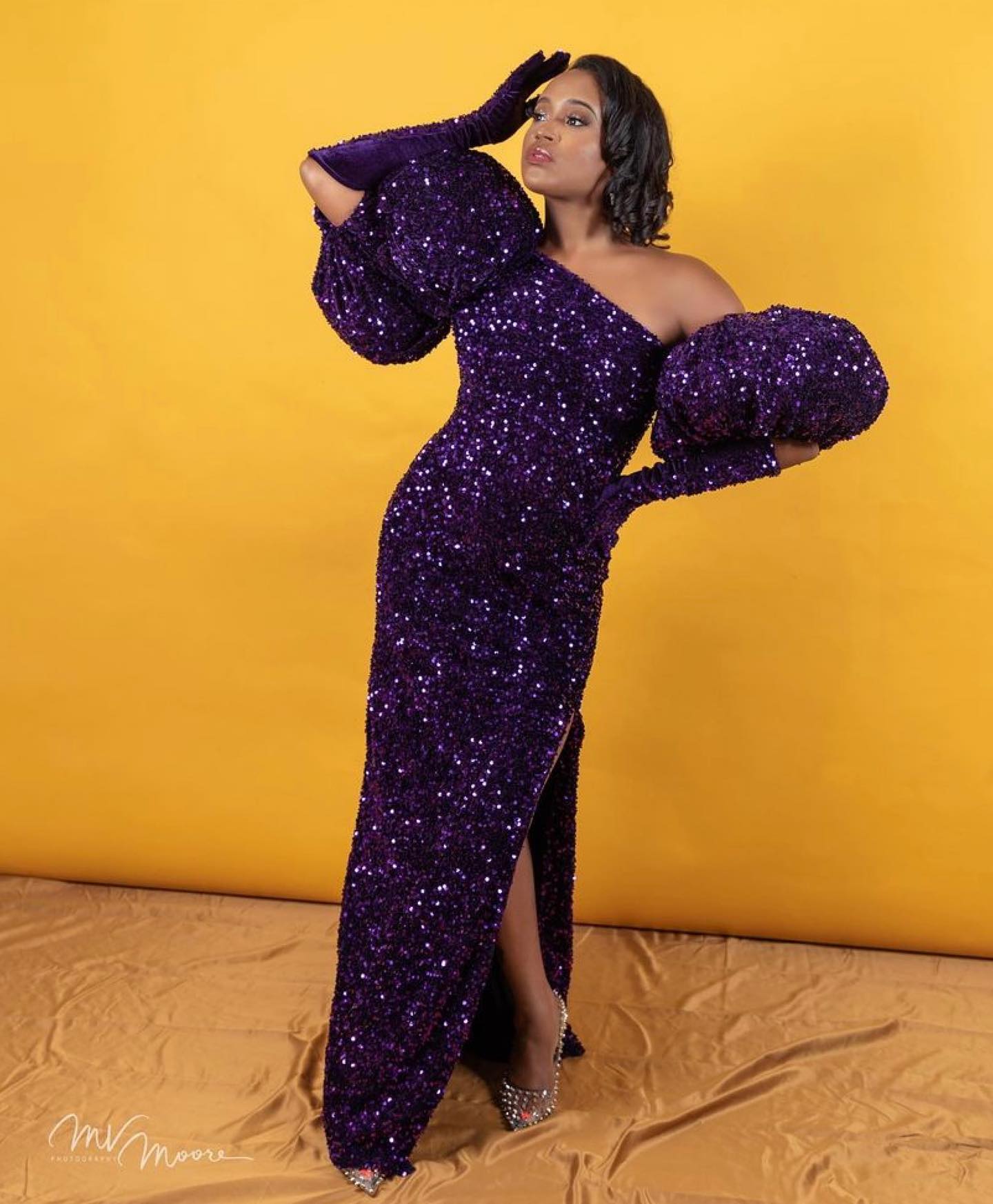 Elegant Purple Sequin Gown
