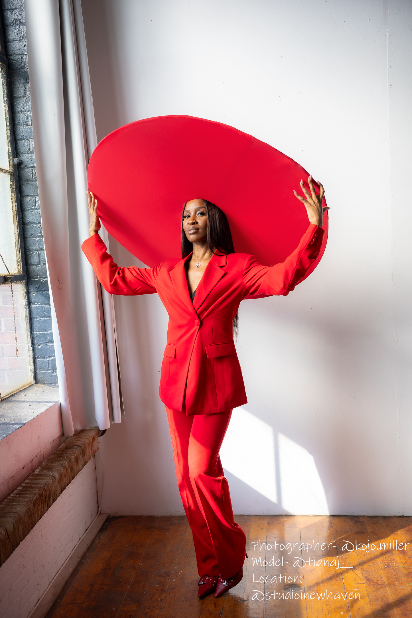 Showstopping Red Couture Hat 42" Across