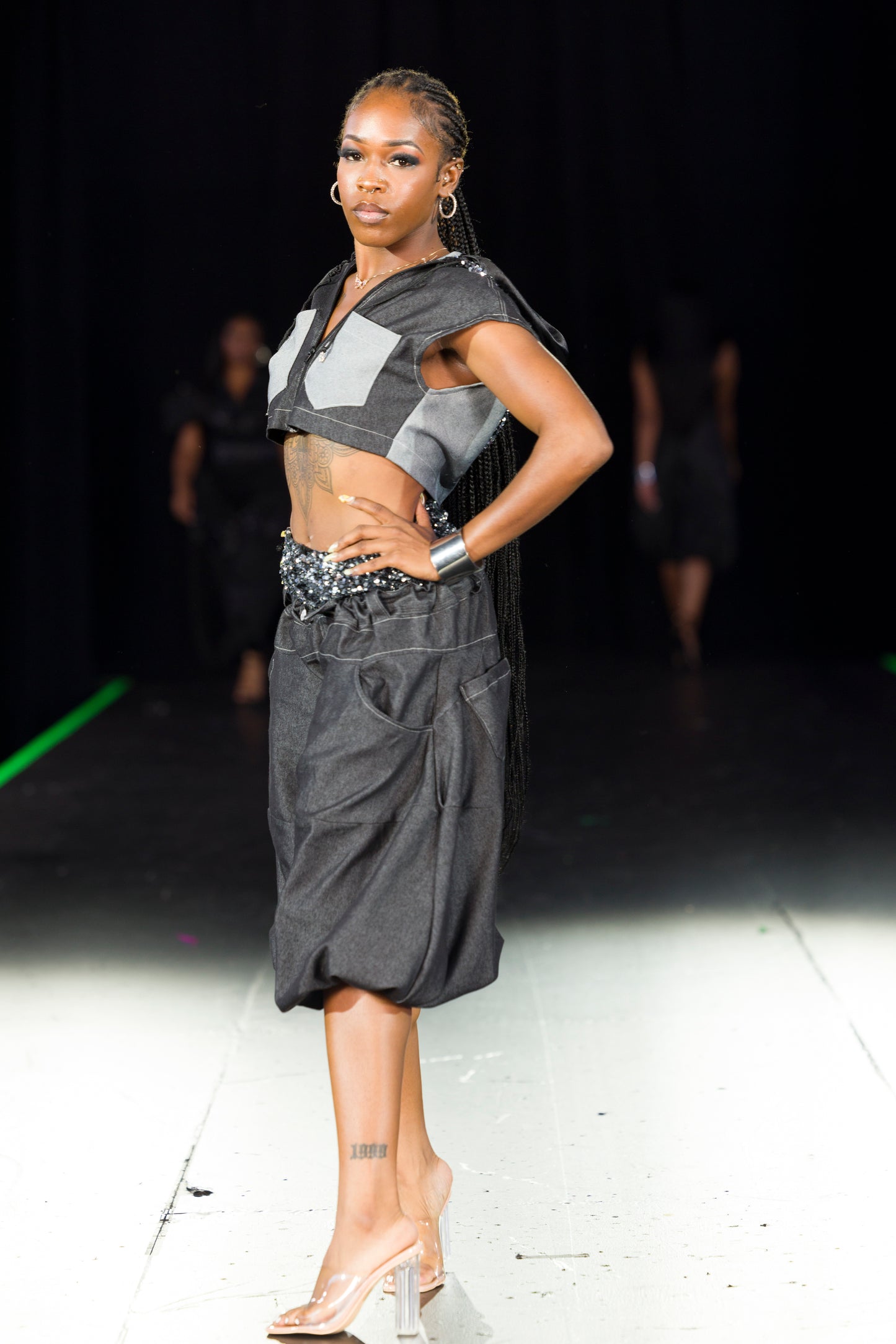 Dark Denim Dramatic Capri Pants