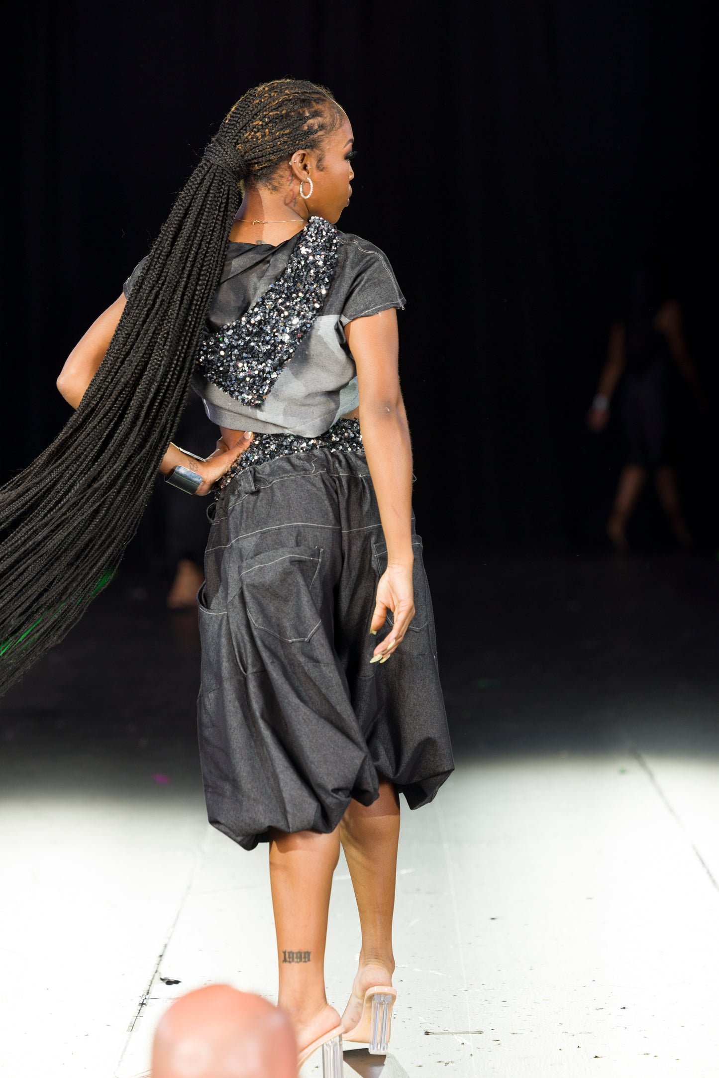 Dark Denim Dramatic Capri Pants