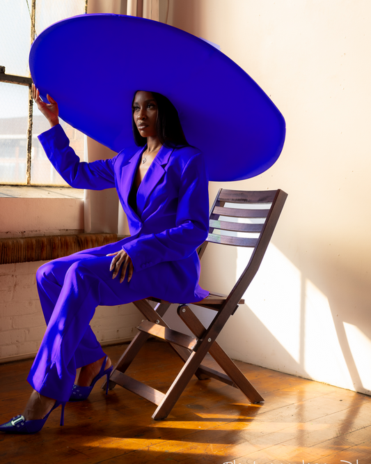 Showstopping Blue Couture Hat 42" Across