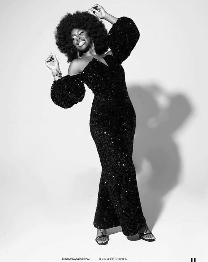 Off the Shoulders Deep V Wide Leg Sequin Jumpsuit