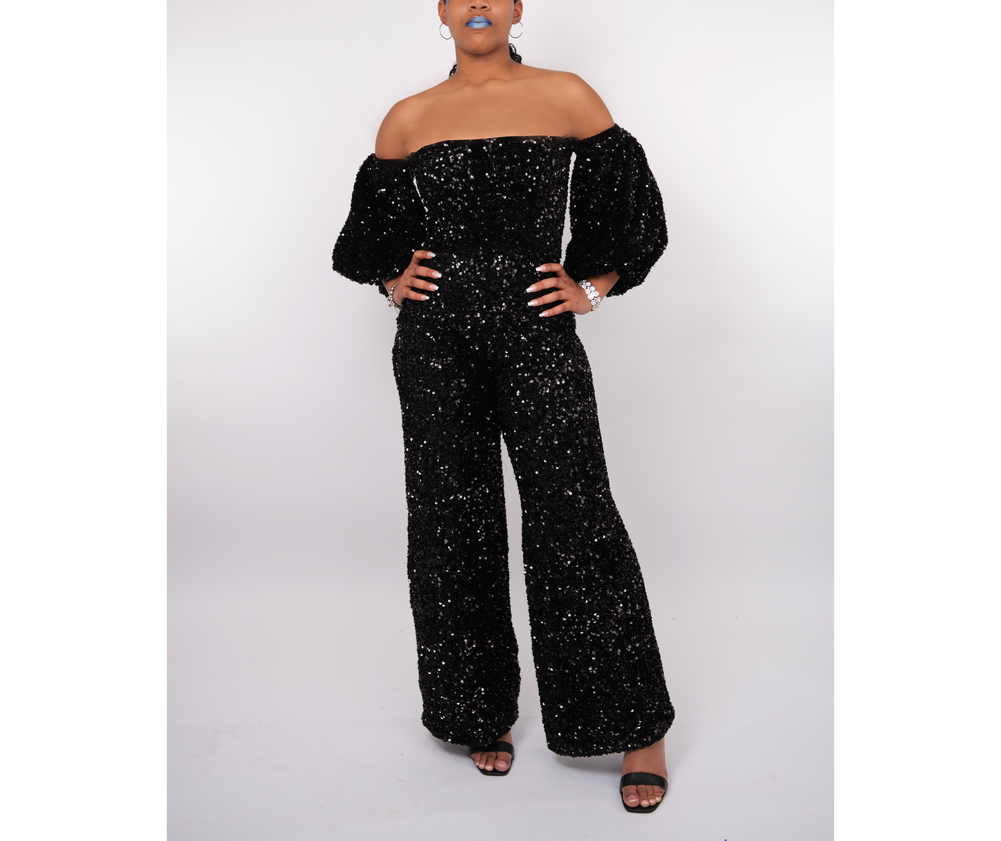 Off the Shoulders Strapless Sequin Jumpsuit